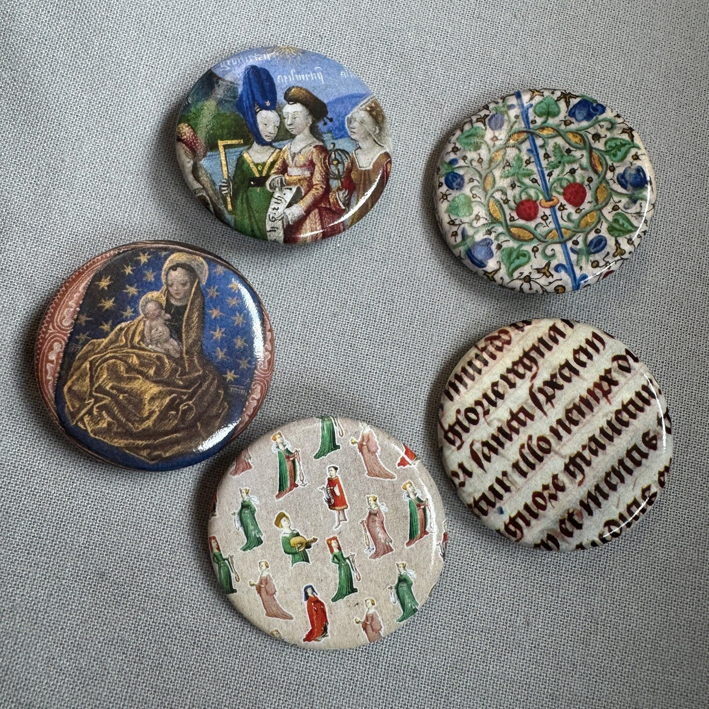 Set of 5 Medieval Manuscript Pins