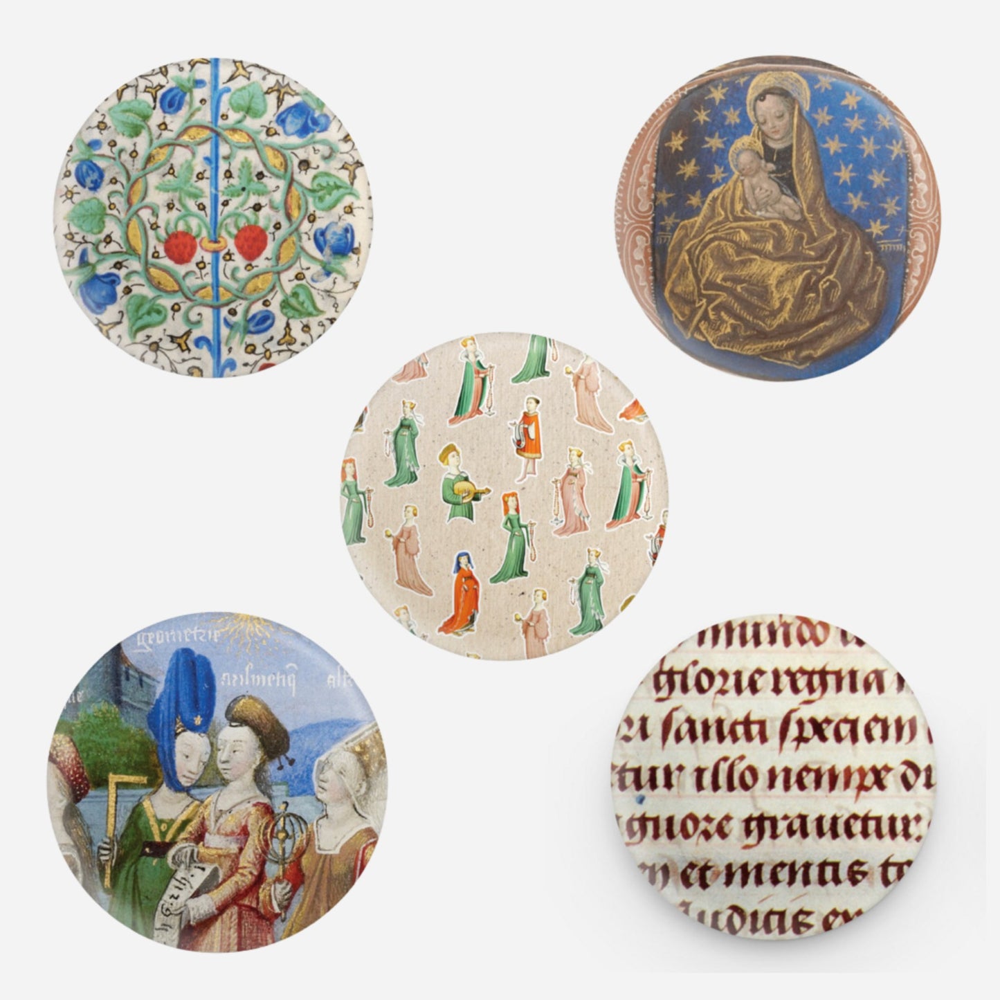Set of 5 Medieval Manuscript Pins