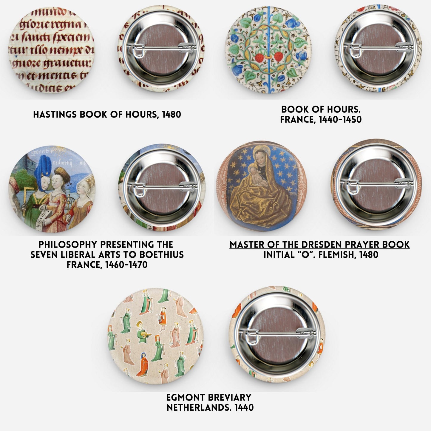 Set of 5 Medieval Manuscript Pins